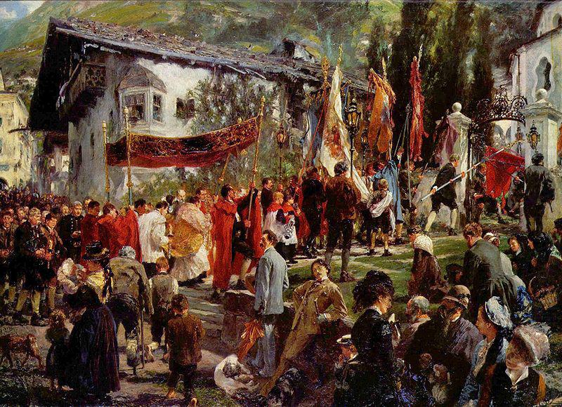 Adolph von Menzel Fronleichnamsprozession in Hofgastein china oil painting image
